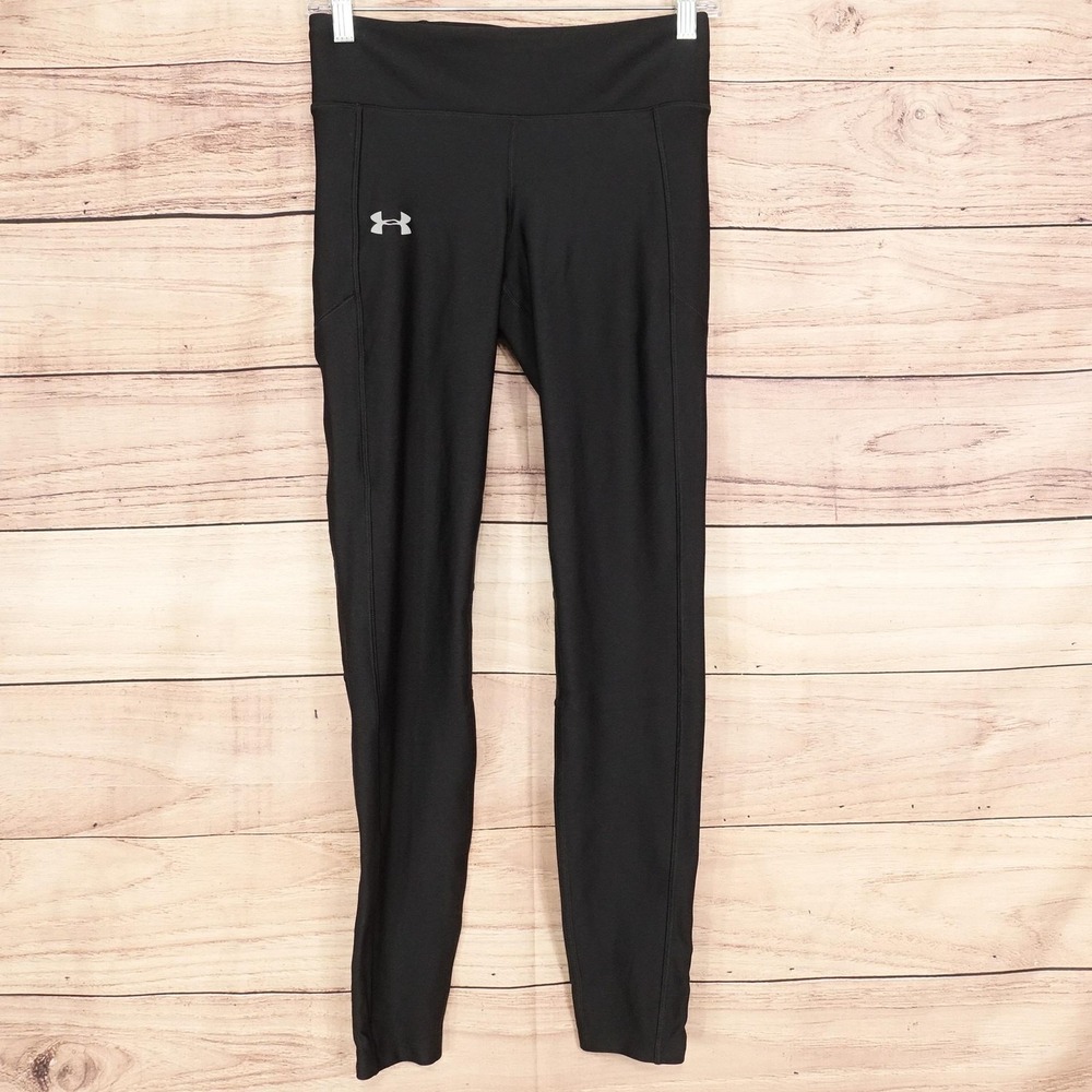 Under Armour Leggings Womens M Black HeatGear Compression Ankle Zip Running Gym